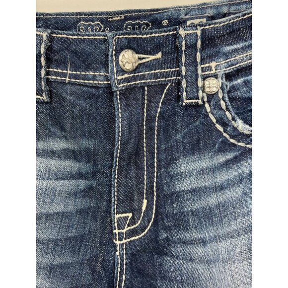 Miss Me Boyfriend Bermuda Denim Jean Shorts Size 28 Jewel Stitching Stretch EUC - Picture 5 of 10